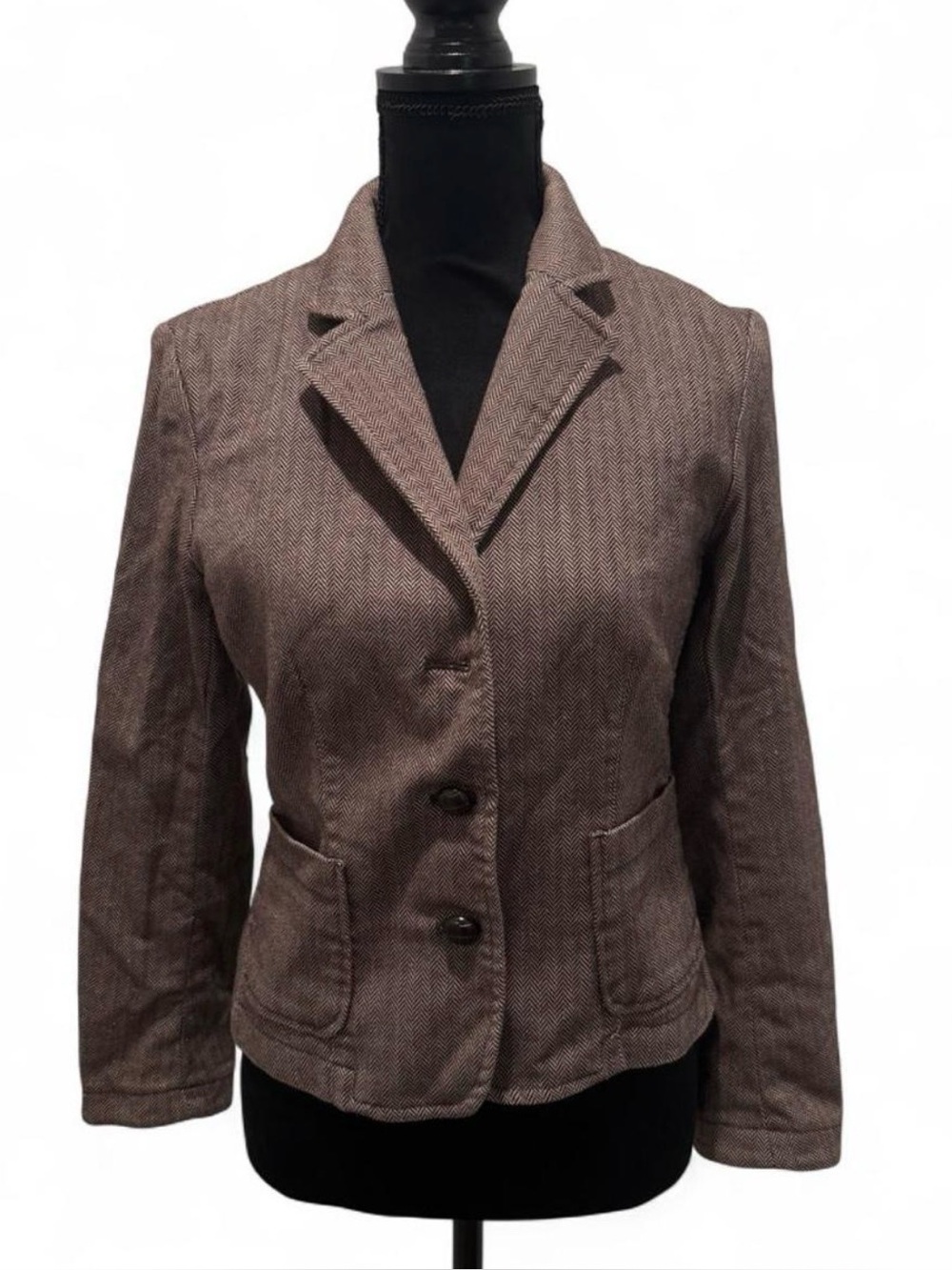Y2K New York & Company Brown Herringbone Blazer Women’s Size 6 Office Academia